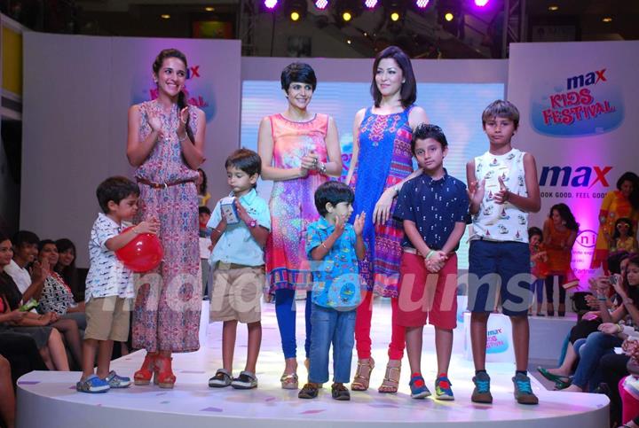 Tara Sharma, Aditi Gowitrikar and Mandira Bedi at Max Kids Fashion Show