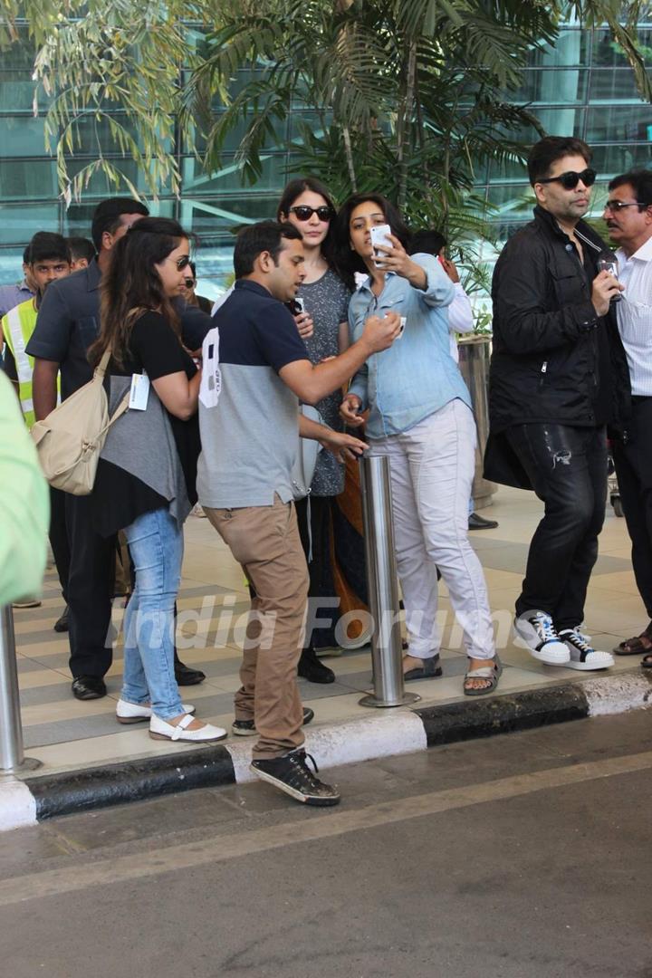 Anushka Sharma Clicks Selfie with Fan at Airport