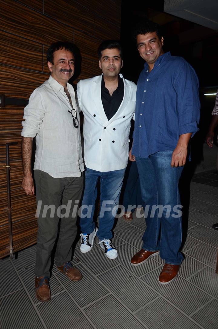 Rajkumar Hirani, Karan Johar and Siddharth Roy Kapur at Aamir Khan's Bash