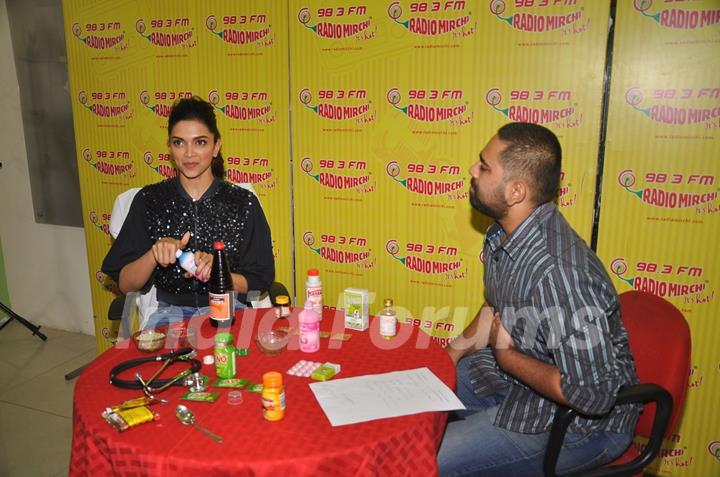 Deepika Padukone with Medicines for Constipation Promotes Piku on Radio Mirchi