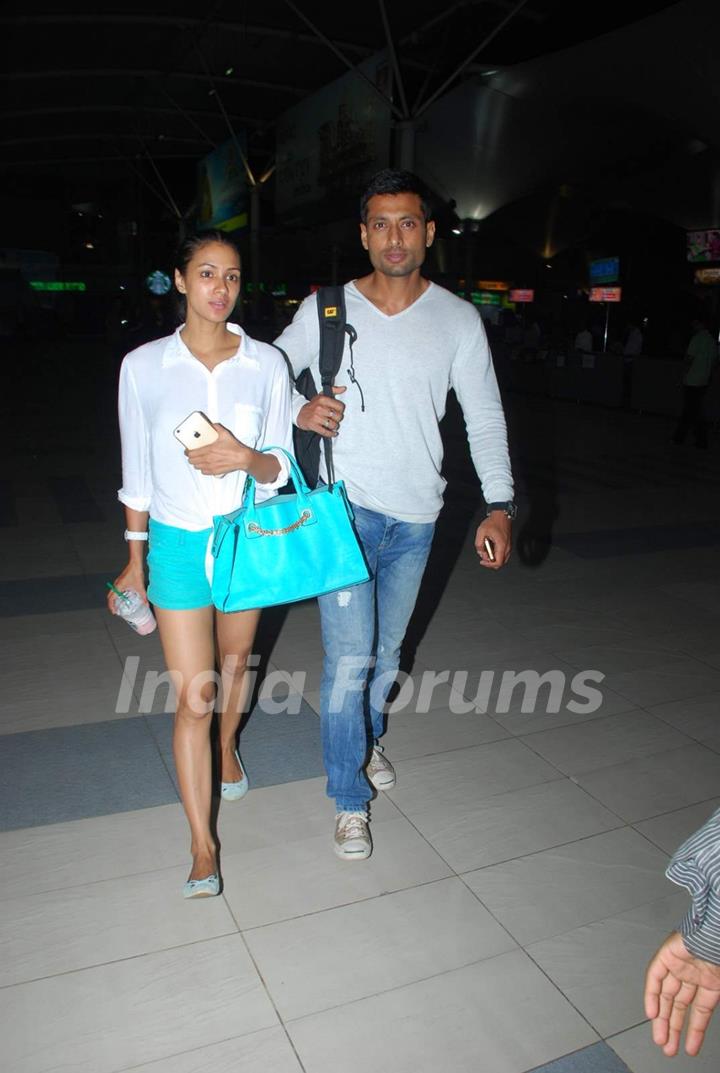 Barkha Bisht and Indraneel Sengupta snapped at Airport