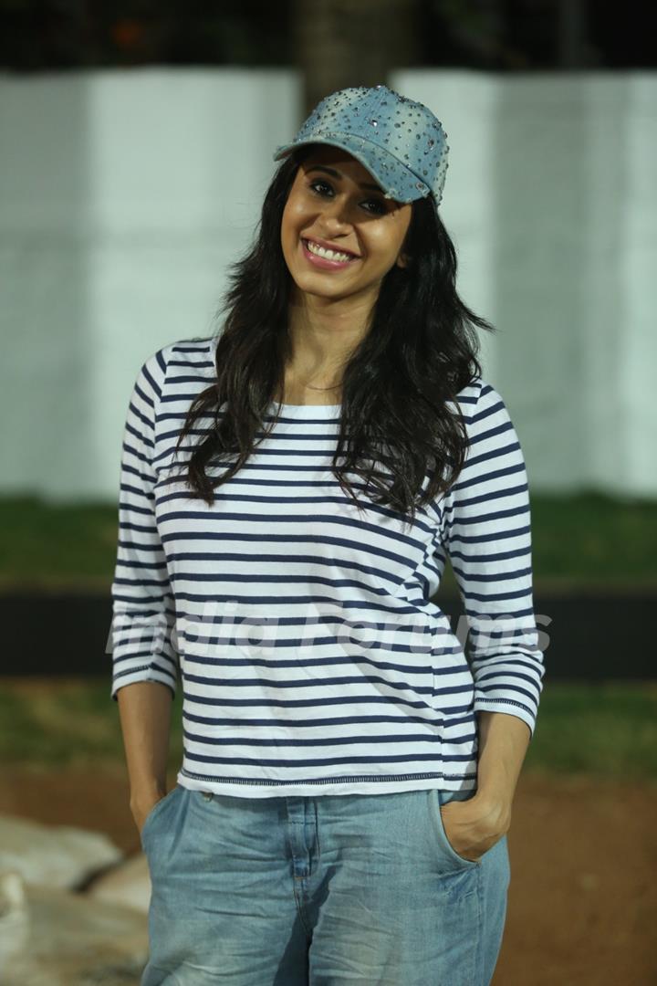 Kishwer Merchantt poses for the media at Gold Charity Match