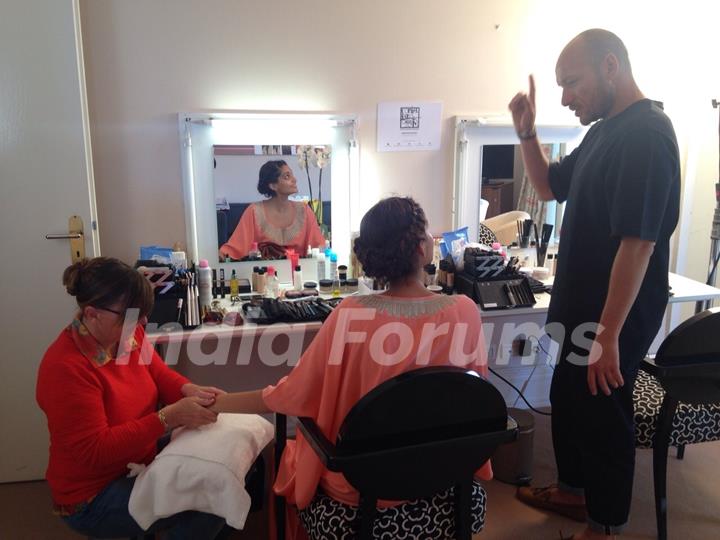 Sonam Kapoor prepares before leaving for Cannes Film Festival 2015