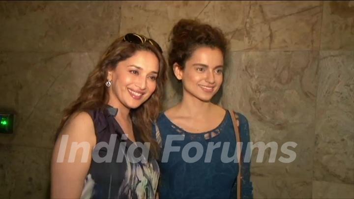 Madhuri and Kangana at Screening of Tanu Weds Manu Returns