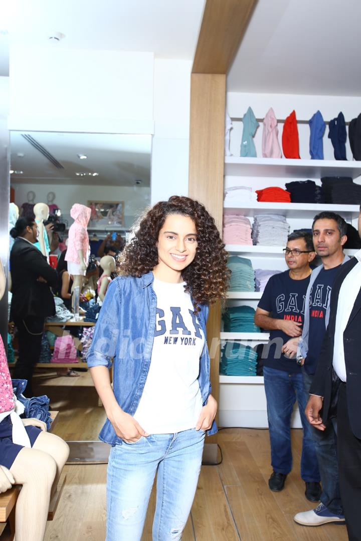 Kangana Ranaut poses for the media at the Inauguration of GAP Store in India