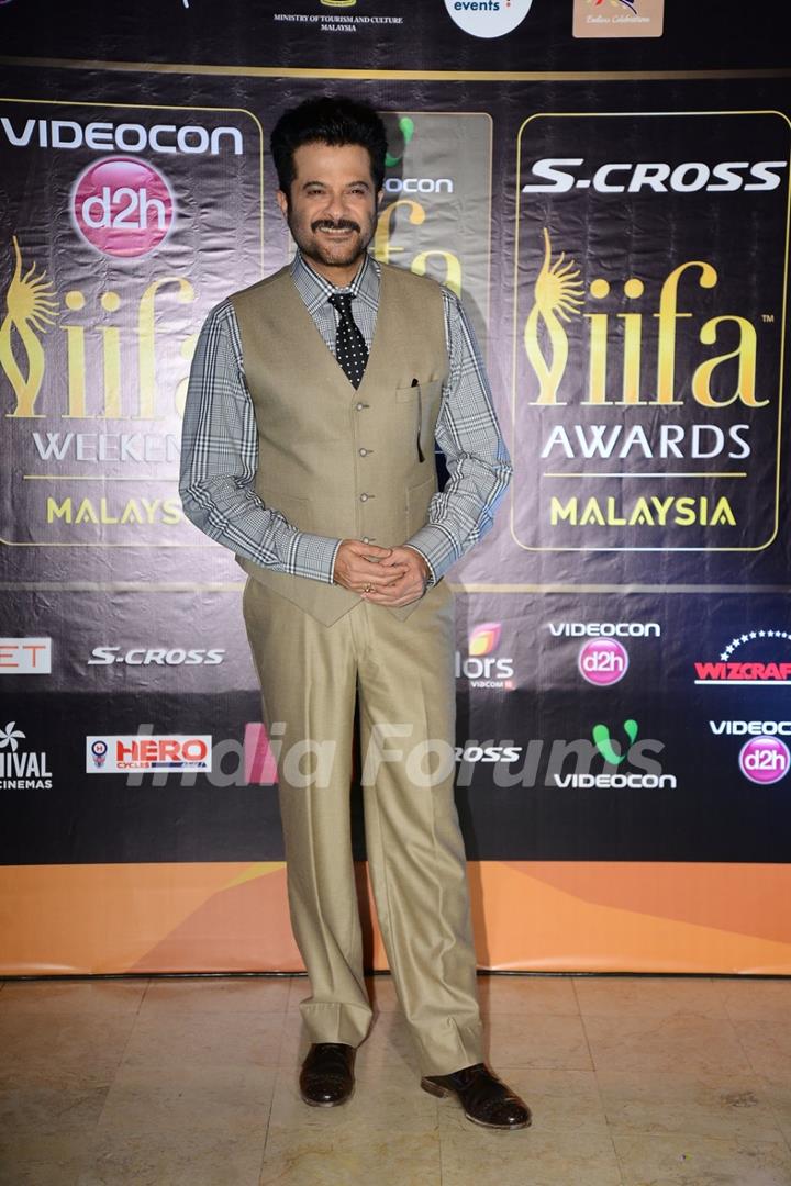 Anil Kapoor poses for the media at the Press Meet of Dil Dhadakne Do at IIFA 2015