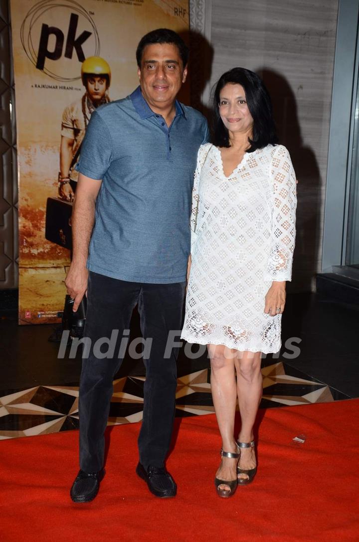 Ronnie Screwvala With His Wife at Success Bash of PK