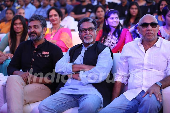 S. S Rajamouli and Nassar at Music Launch of Baahubali