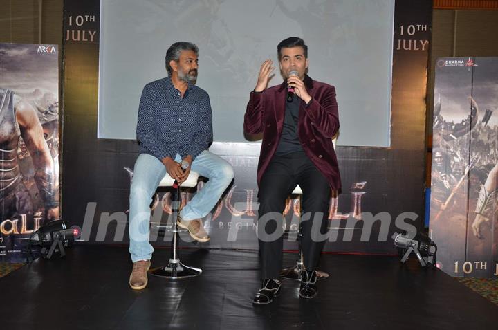 S. S Rajamouli and Karan Johar at Song Launch of Bahubali