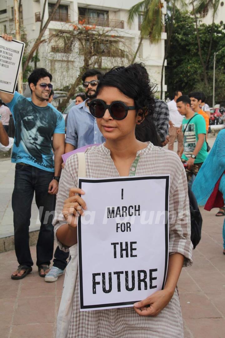 Kiran Rao in Protest for FTII Cause