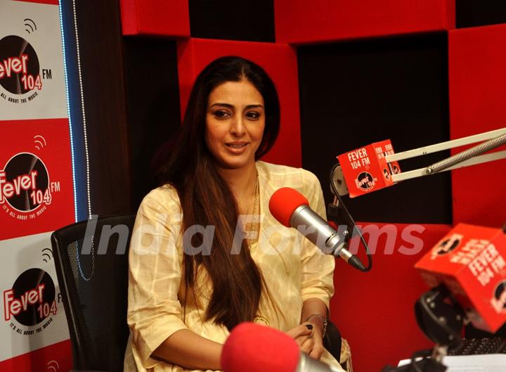 Tabu interacts with the listeners at the Promotions of Drishyam on Fever FM