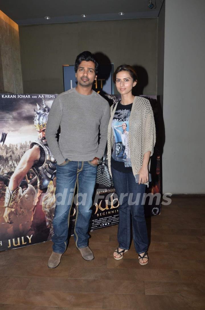 Nikhil Dwivedi and Gauri Pandit at Screening of Bahubali