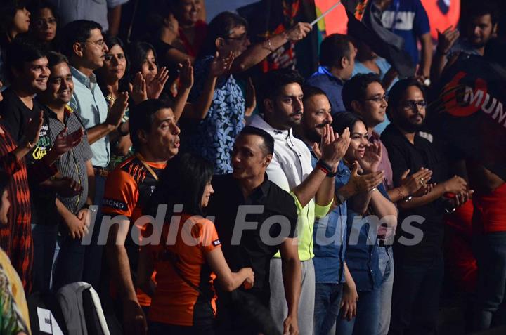 Abhishek Bachchan was snapped cheering for his team during the Pro Kabaddi Match