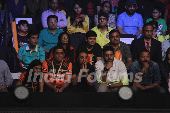 Abhishek Bachchan was snapped in a tensed mood during the Pro Kabaddi Match