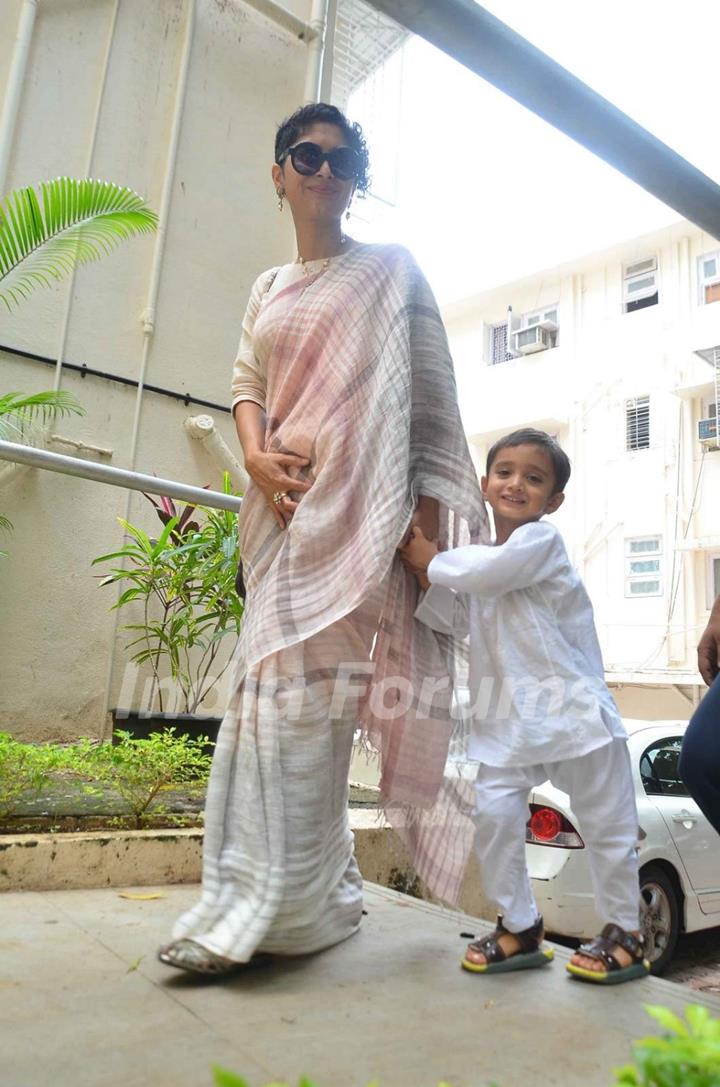 Kiran Rao snapped with Son Azad Rao Khan on the occasion of Eid