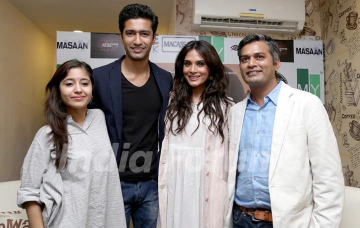 Team poses for the media at the Promotions of Masaan in Kolkata