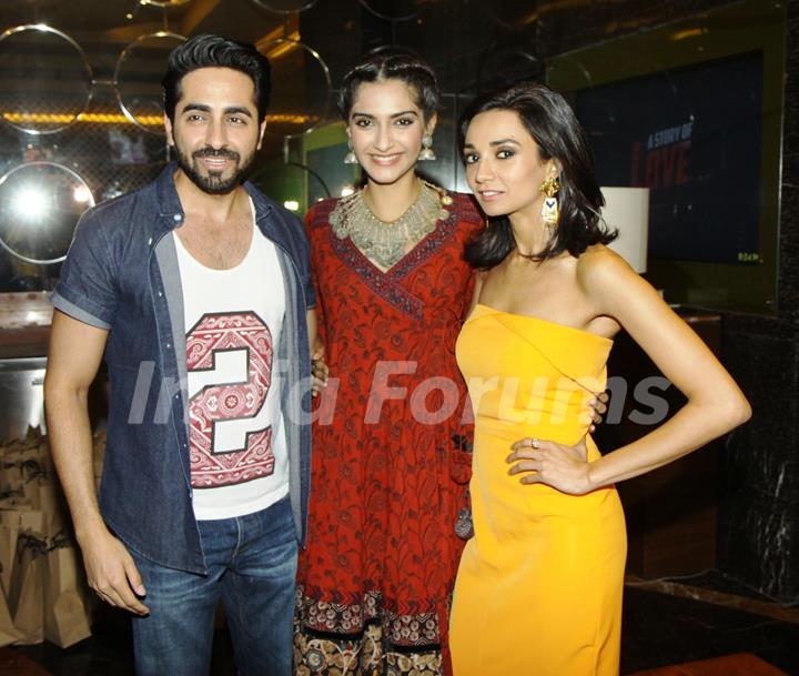 Ayushmann Khurrana, Sonam Kapoor and Ira Dubey at Premiere of Aisa Yeh Jahaan