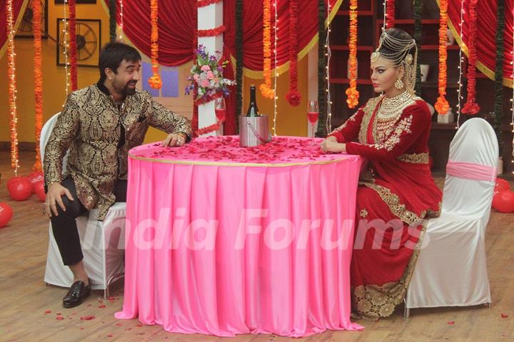 Rakhi Sawant and Ajaz Khan on the Sets of Comedy Classes