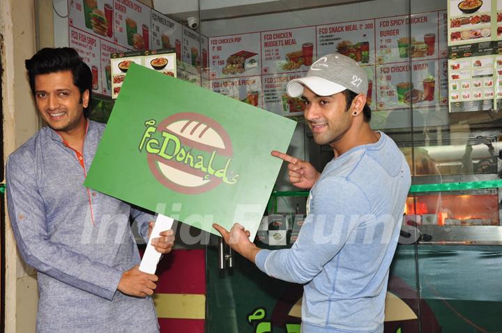 Riteish Deshmukh and Pulkit Samrat at Inaugration of Bangistan's Food Joint FC Donalds