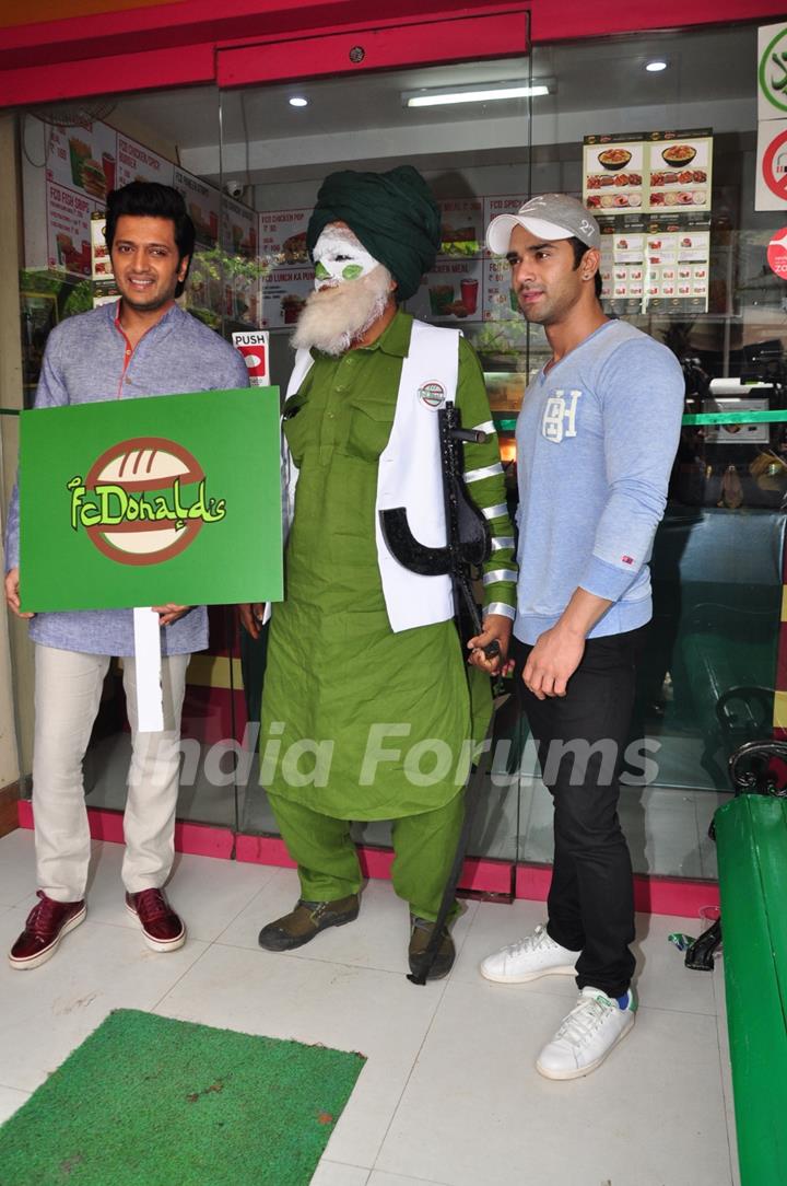 Pulkit Samrat and Riteish Deshmukh at Inaugration of Bangistan's Food Joint FC Donalds