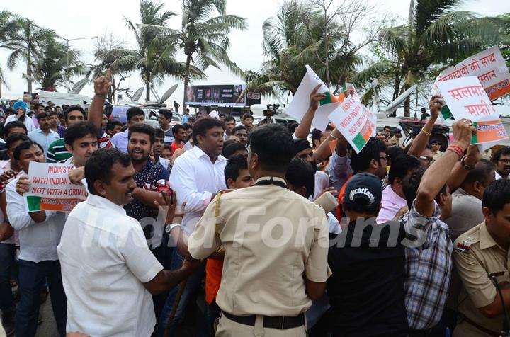 Protest Outside Salman Khan's Residence