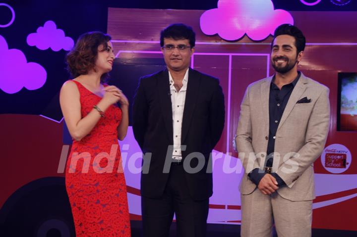 Dia, Ayushmann and Sourav Ganguly at Launch of Coca-Cola India & NDTV Support My School Initiative