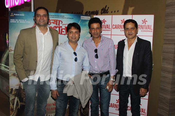 Manoj Bajpayee poses with friends at the Trailer Launch of Meeruthiya Gangsters