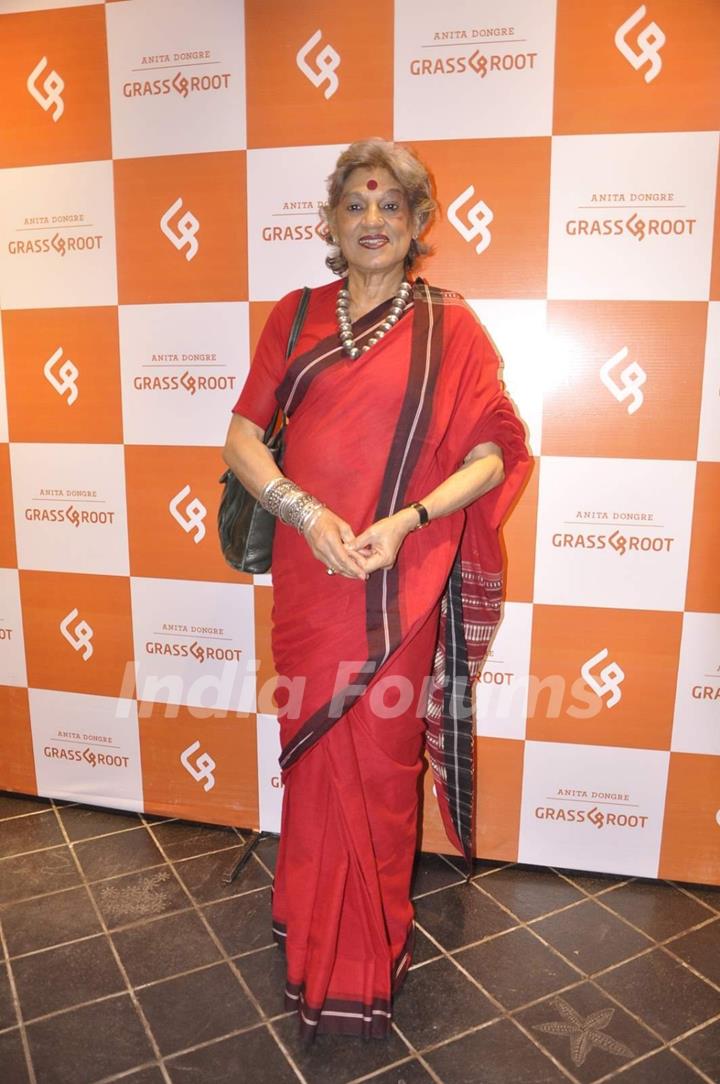 Dolly Thakore poses for the media at Anita Dongre's Grass Root Store Launch