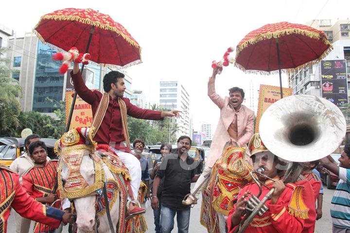 Satyajeet Dubey and Rajpal Yadav at Promotions of Baankey Ki Crazy Baraat