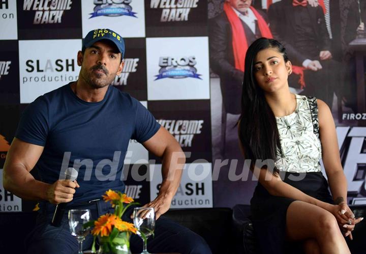 John Abraham and Shruti Haasan for Promotions of Welcome Back at Delhi