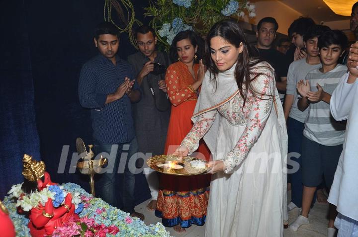 Alvira Agnihotri Does Ganpati Pooja at Salman's Residence