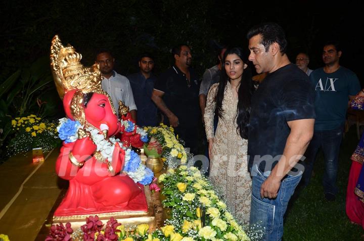 Salman Khan with Alizeh Agnihtri During His Ganesh Visarjan Procession