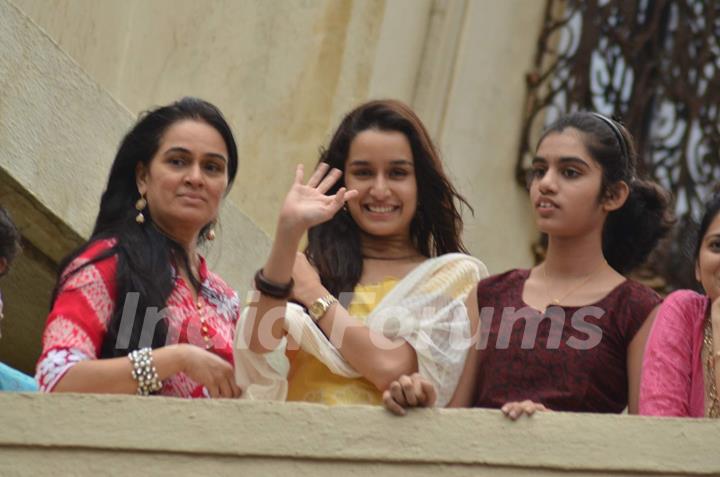 Shraddha Kapoor and Padmini Kolhapure at Local Ganesh Utsav Mandal