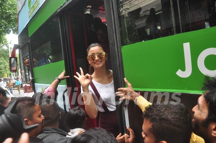 Alia Bhatt Rides Atop of Open Bus for Garnier Flawless Skin Event