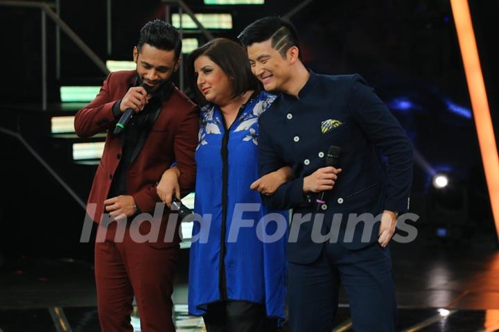 Rahul Vaidya, Farah Khan and Meiyang Chang at Celebration of Indian Idol 10 Years Journey