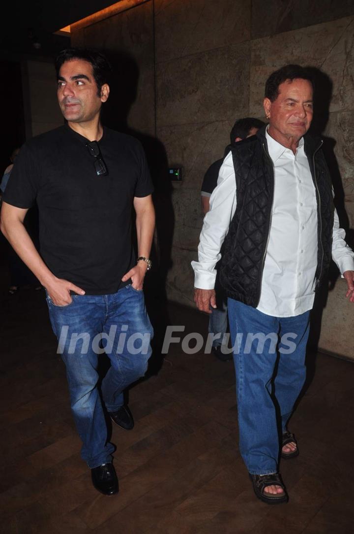 Arbaaz Khan and Salim Khan at Screening of Kis Kisko Pyaar Karoon