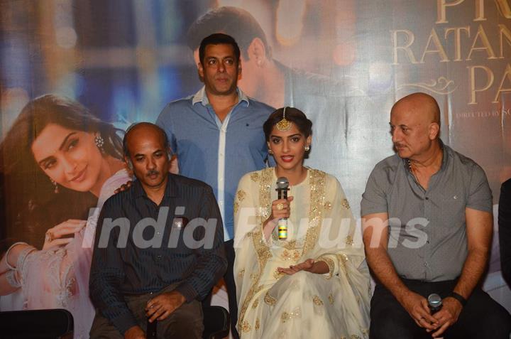 Sonam Kapoor interacts with the audience at the Trailer Launch of Prem Ratan Dhan Payo