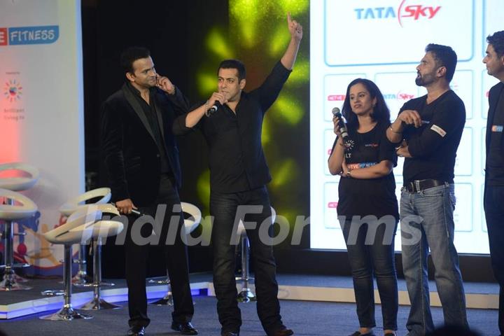 Salman Khan interacts with the audience at the Launch of Sunil Shetty's Fitness Channel