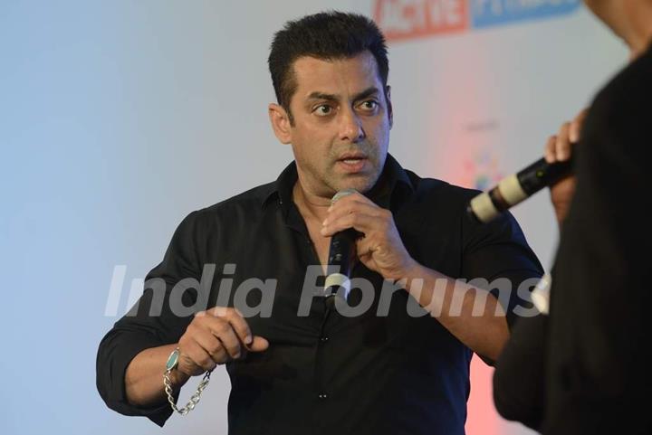 Salman Khan snapped in a candid shot at the Launch of Sunil Shetty's Fitness Channel