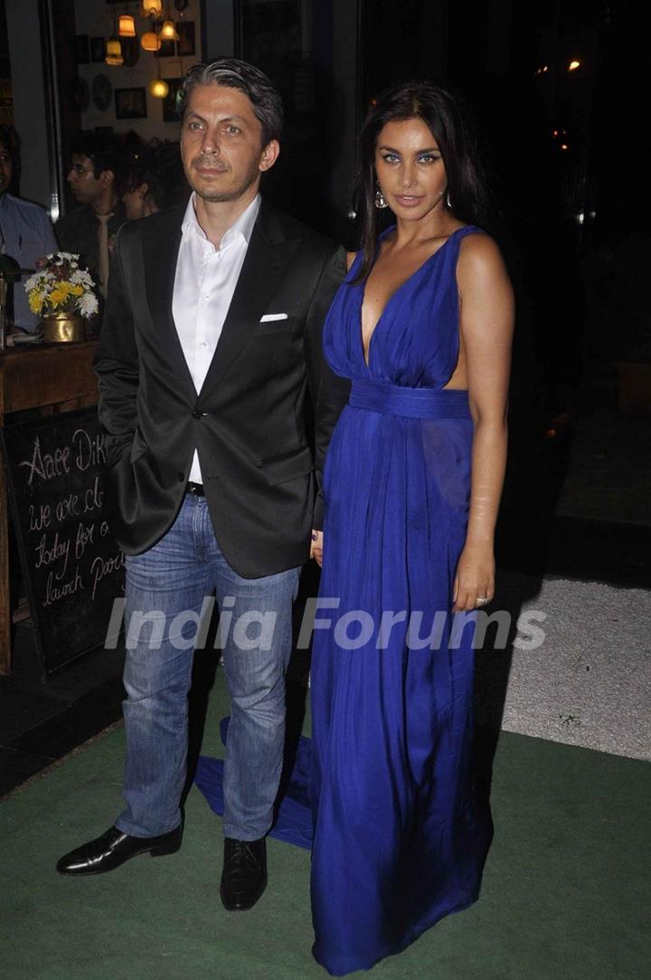 Lisa Ray with her husband at the Launch of Soda Bottle Opener Wala Restaurant