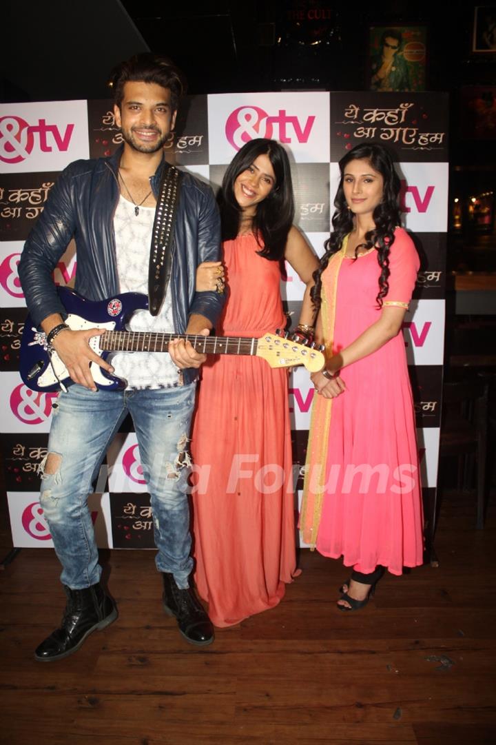 Karan Kundra, Ekta Kapoor and Saanvi Talwar at Launch of New Show 'Yeh Kahan Aa Gaye Hum'