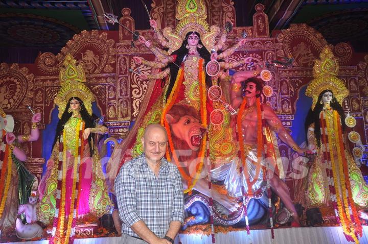 Anupam Kher Snapped at Durga Pooja