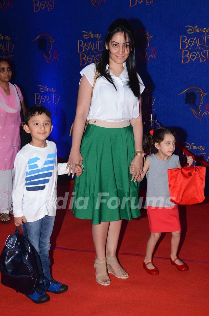 Manyata Dutt with her Kids at Screening of Beauty and The Beast