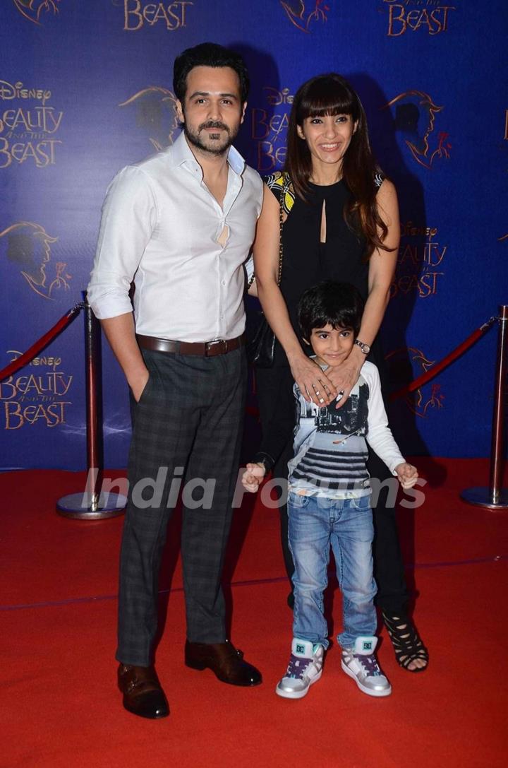 Emraan Hashmi with his Family at Screening of Beauty and The Beast