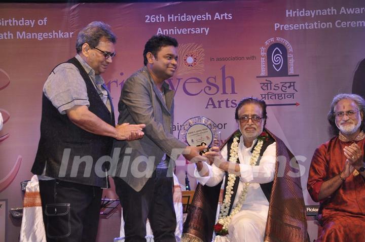 Subhash Ghai, A R Rahman and Hridaynath Mangeshkar at 26th Hridayesh Arts Anniversary Event