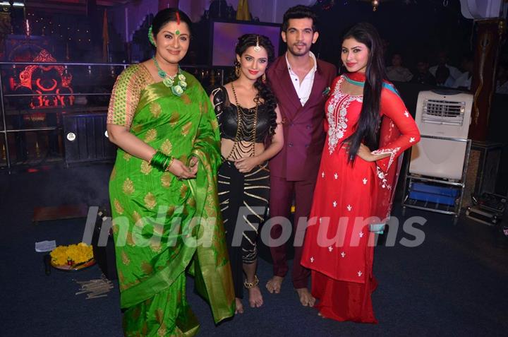 Sudha Chandran, Arjun Bijlani, Adaa Khan and Mouni Roy at Launch of Colors' New Show 'Naagin'