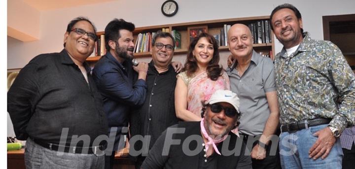 Madhuri, Anil, Subhash, Satish, Anupam, Jackie and Guslshan at Celebration of 37 Years of Mukta Arts