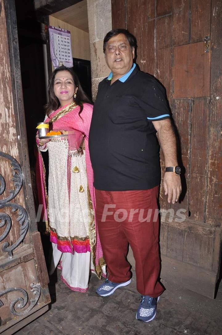 David Dhawan with Wife at Karva Chauth Celebrations at Anil Kapoor's Residence