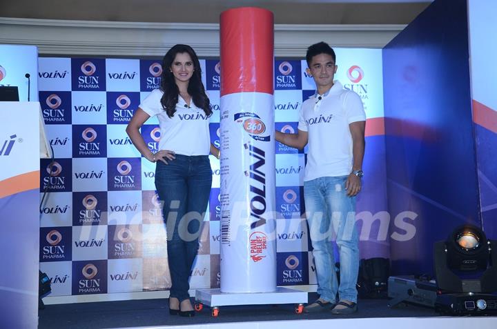 Sania Mirza and Sunil Chhetri at Volini Press Meet