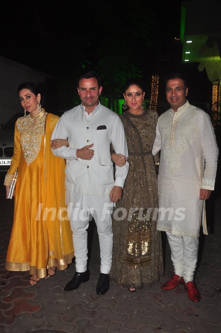 Karisma Kapoor, Saif Ali Khan and Kareena Kapoor at Shilpa Shetty's Diwali Bash